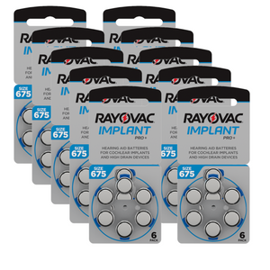 60x Rayovac IMPLANT Pro+ P675 blau PR44 (10x6er Blister) für Cochlear Implantate