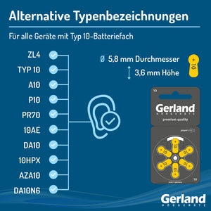 Gerland Hörgerätebatterie Evolution 10 (60 Stück) - P10 / PR70
