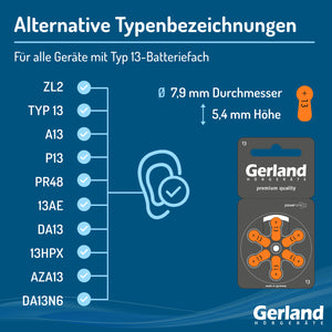 Gerland Hörgerätebatterie Evolution 13 (60 Stück) - P13 / PR48