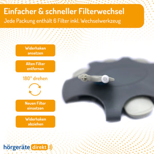 30x DIREKT ProWax grau (5x 6 Stk) Filter/Cerumenfilter für Oticon Hörgeräte