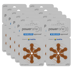 Power One P312 braun Hörgerätebatterien Varta (60er Pack - 10x 6er Blister)