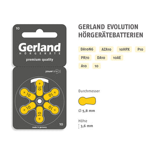 Gerland Hörgerätebatterie Evolution 10 (60 Stück) - P10 / PR70