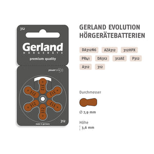 Gerland Hörgerätebatterie Evolution 312 (60 Stück) - P312 / PR41