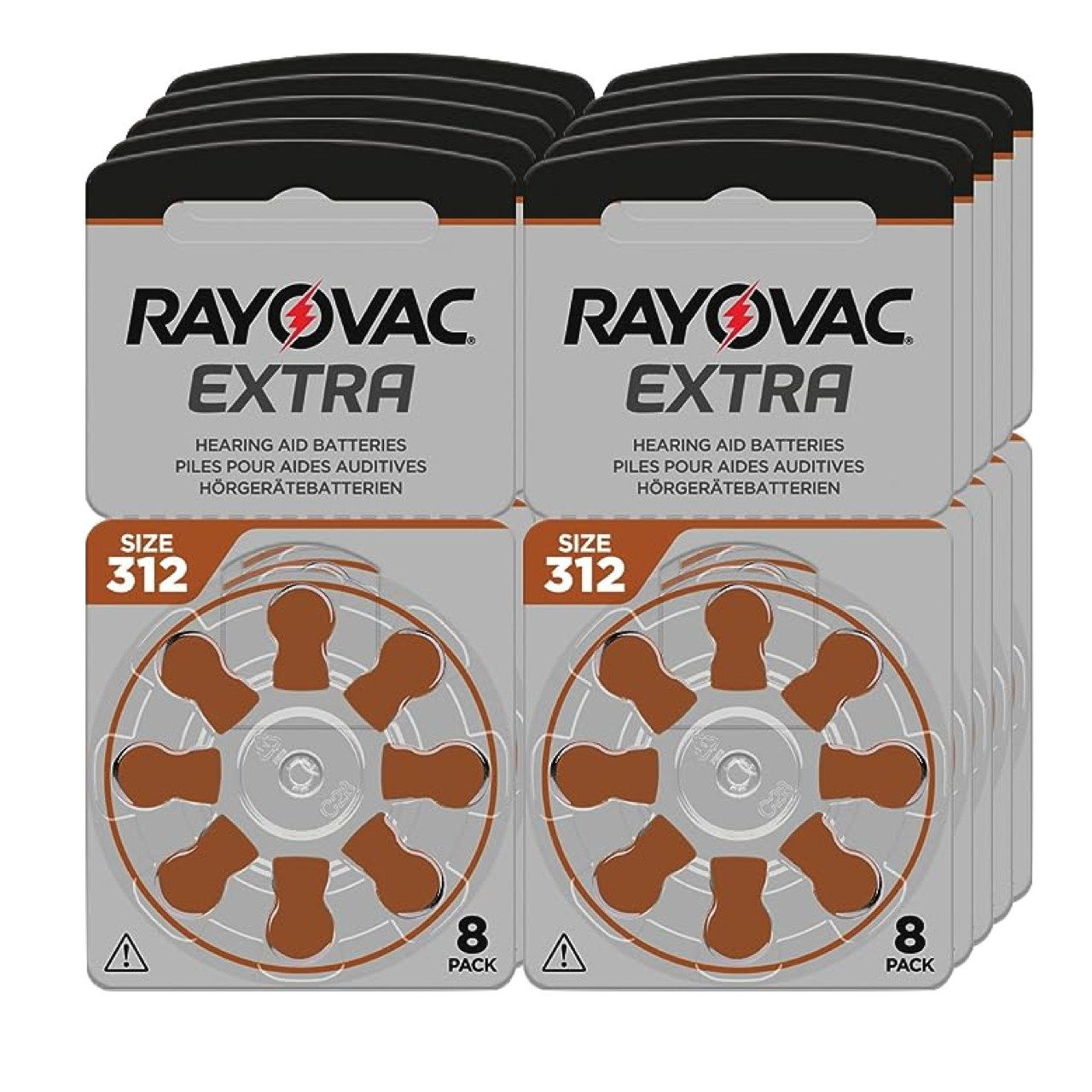 10 x 8er Blister Hörgerätebatterien der Marke Rayovac Extra in der Größe p312 und Farbe braun