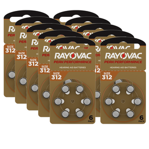 Rayovac 312 PEAK Performance -60x Hörgerätebatterien-braun PR41-(10x6er Blister)