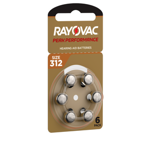 Rayovac 312 PEAK Performance -60x Hörgerätebatterien-braun PR41-(10x6er Blister)