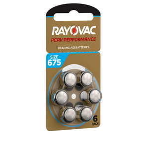 Rayovac PEAK Performance Hörgerätebatterien - 675 blau PR44 - (6er Blister)