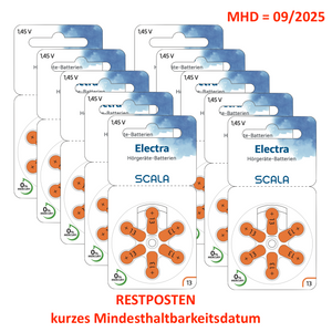 60x Scala Electra - 13 orange Hörgerätebatterien - 10x 6er Blister-MHD 09/2025