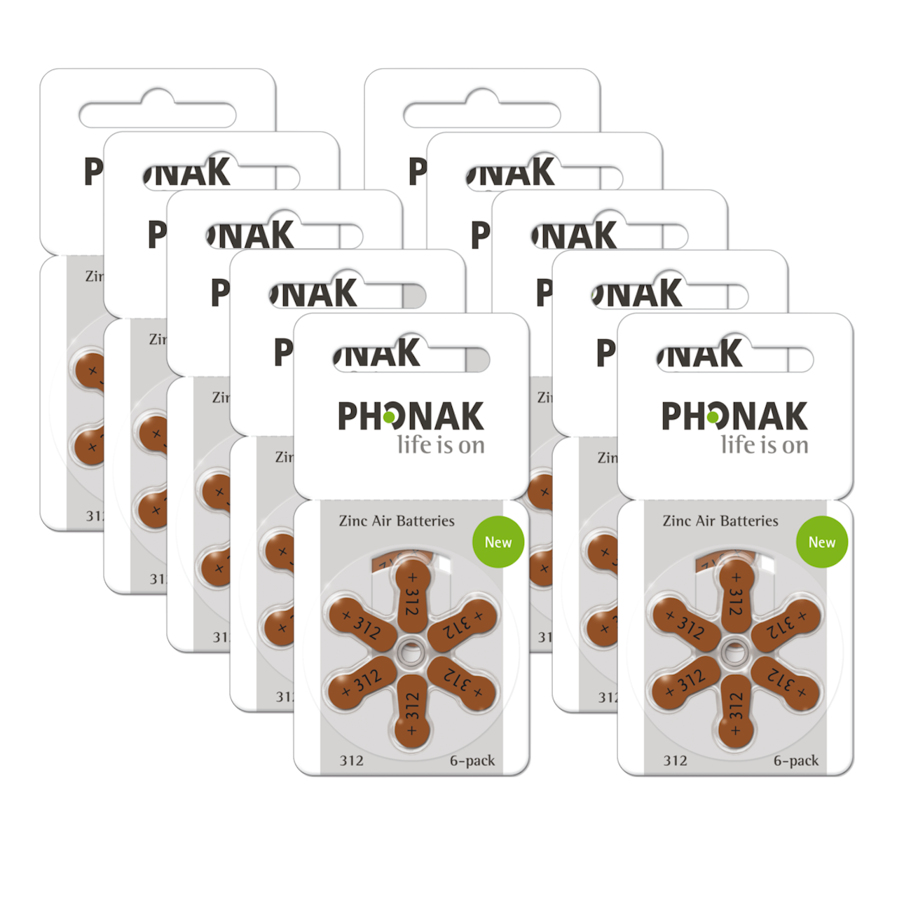 Phonak Hörgerätebatterien 10 Blister mit 6 Hörgerätebatterien