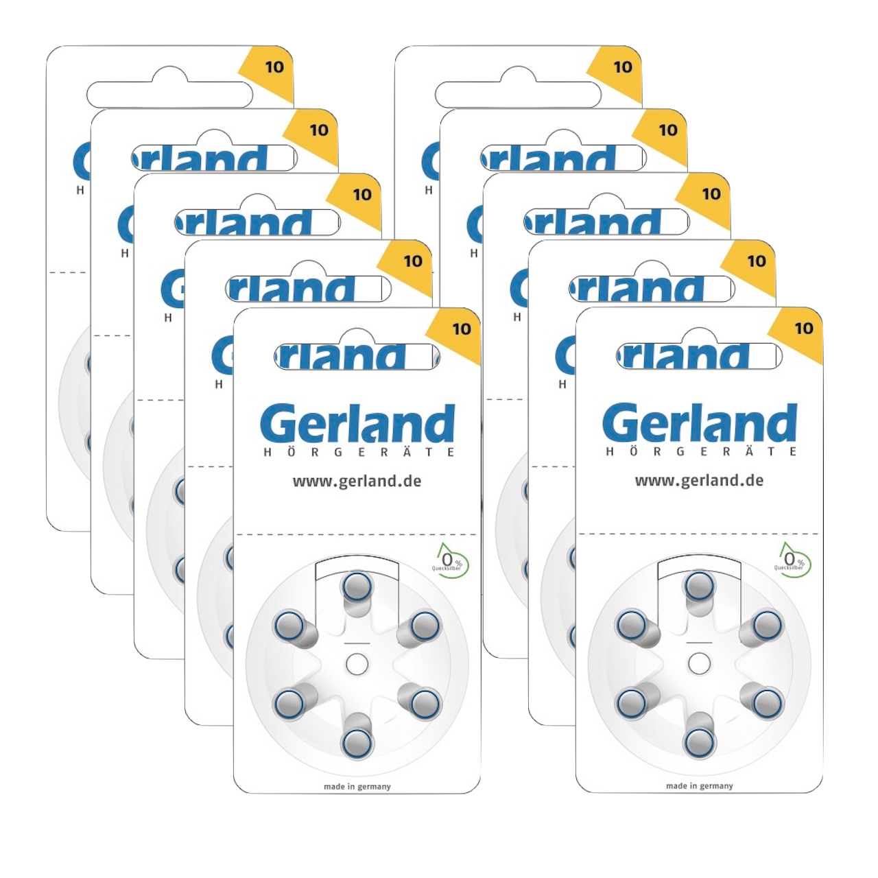 Mit den Hörgerätebatterien p10 (gelb) im 60er Pack von Gerland erhalten Sie hohe Qualität zum günstigen Preis 