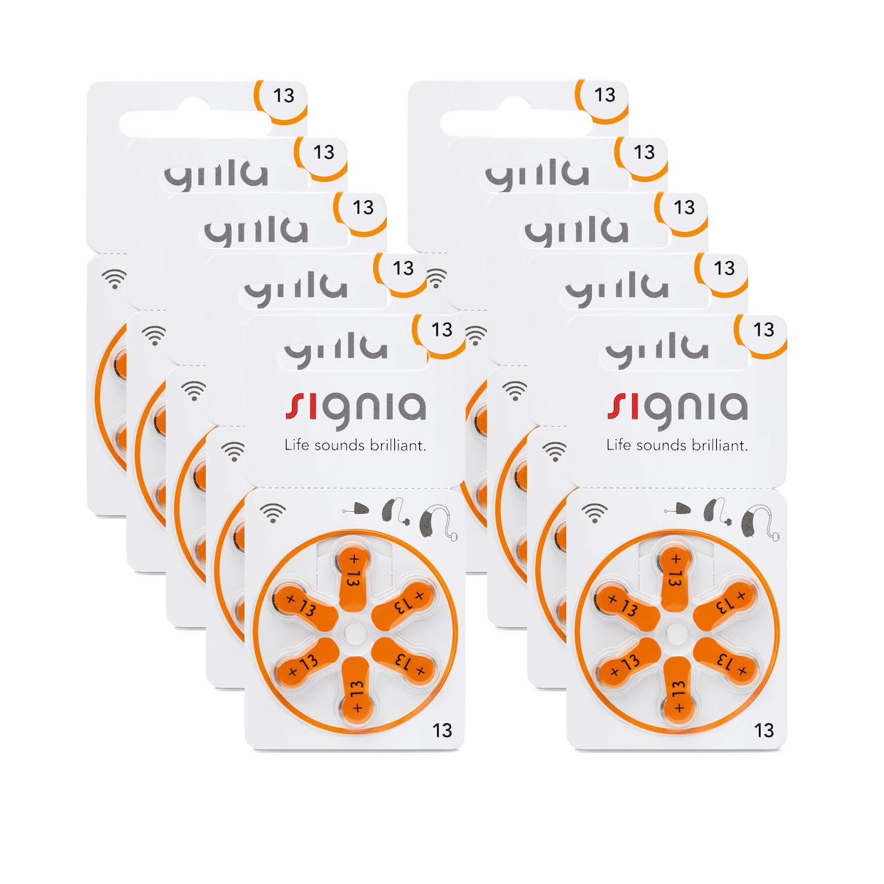 10 Blister Signia 13 Hörgerätebatterien - 60 Batterie zellen