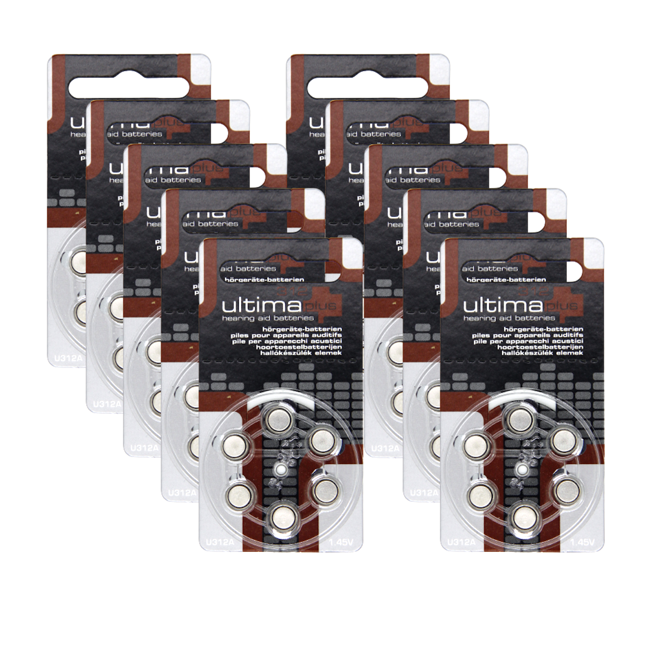 10 Blister Ultima Plus Hörgerätebatterie 312