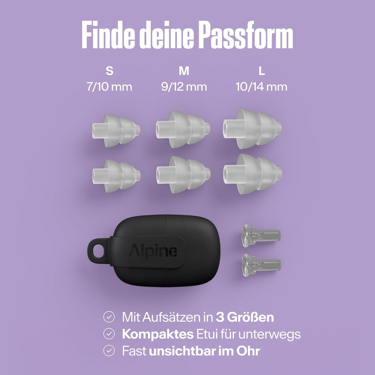 Alpine PartyPlug Ohrstöpsel - transparent - 3 Größen (S/M/L)