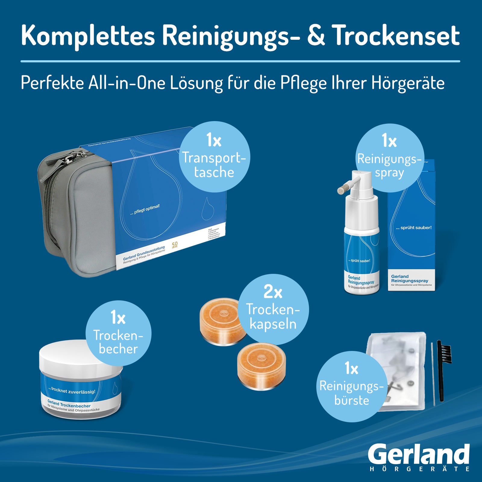 Gerland Grundausstattung - Reinigung &amp; Trocknung für Hörgeräte