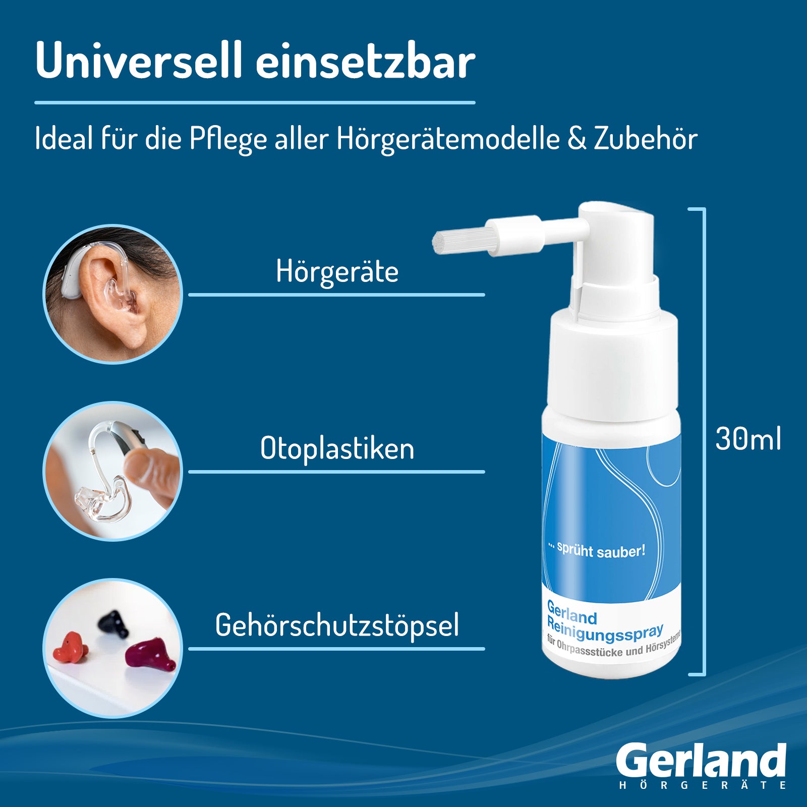 Gerland Reinigungsspray (30ml) - für Hörgeräte und Otoplastiken