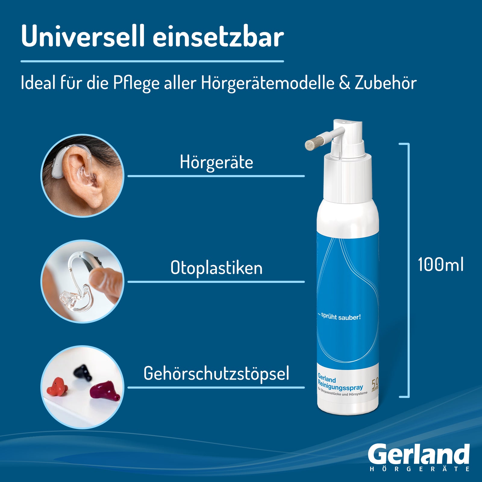 Gerland Reinigungsspray (100ml) - für Hörgeräte und Otoplastiken