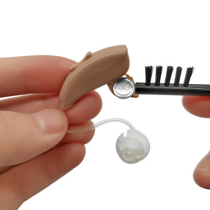 10x DIREKT Reinigungsbürste Hörgeräte - schwarz - mit Magnet und Cerumenschlinge