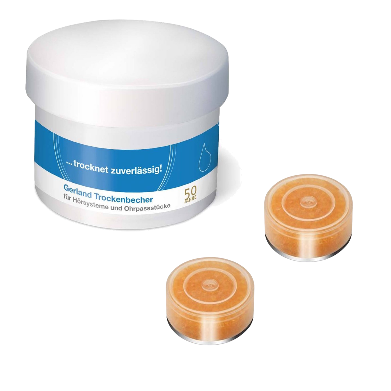 Gerland Trockenbecher + 2x Trockenkapsel -für Hörgeräte Trocknung & Aufbewahrung
