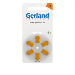 Gerland 13 orange Hörgerätebatterien (PR48) – 6 Stück | Made by Rayovac