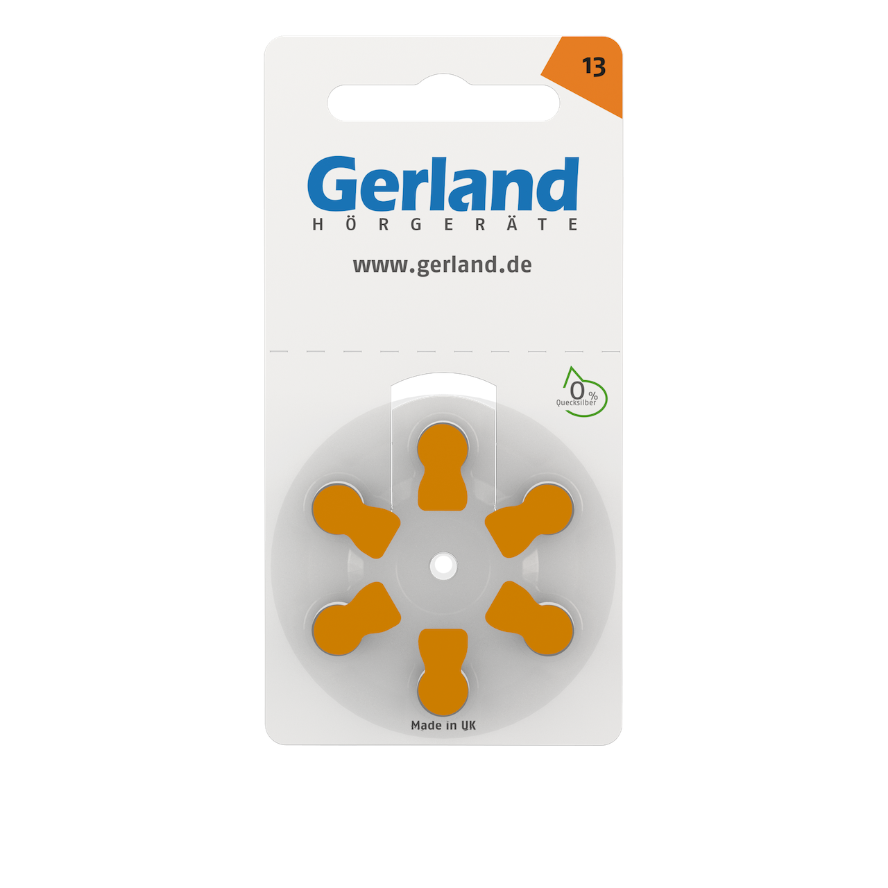 Gerland Hörgerätebatterien 13 orange (PR48) 60 Stück | 10x6 Blister | Rayovac