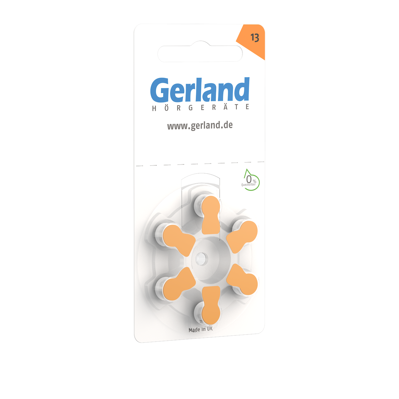 Gerland Hörgerätebatterien 13 orange (PR48) 60 Stück | 10x6 Blister | Rayovac