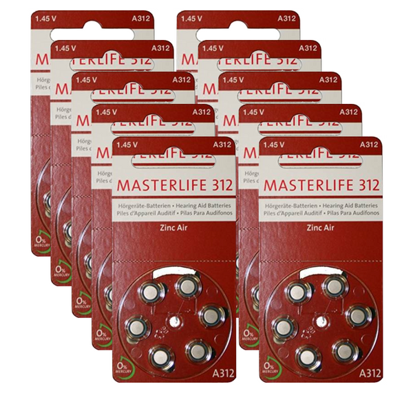 MASTERLIFE Hörgerätebatterien Typ 10 (PR70, A10) – 30 Stück, Gelb, Zink-Luft