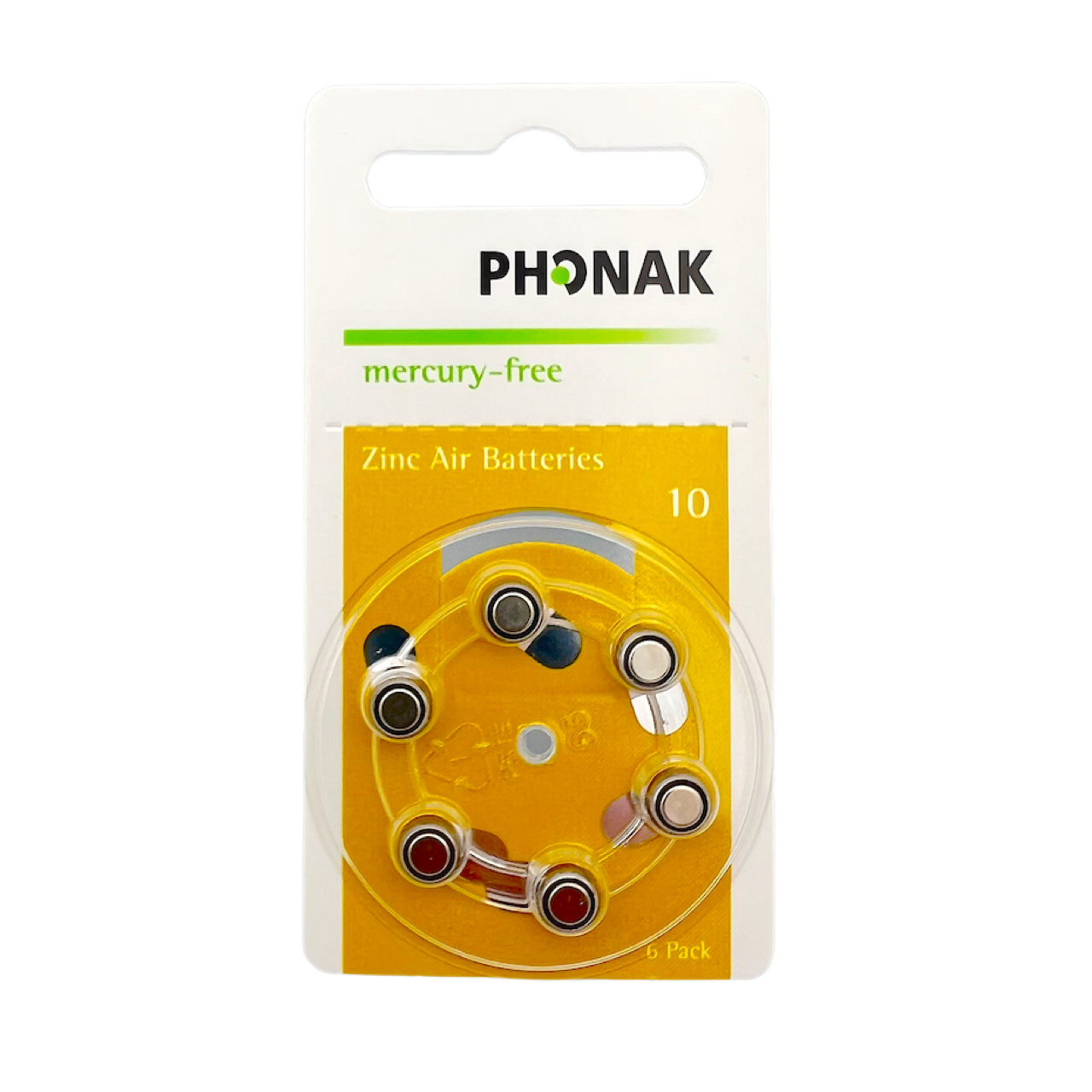 Phonak Hörgerätebatterien - P10 gelb PR70 - (6er Blister) - made by Rayovac