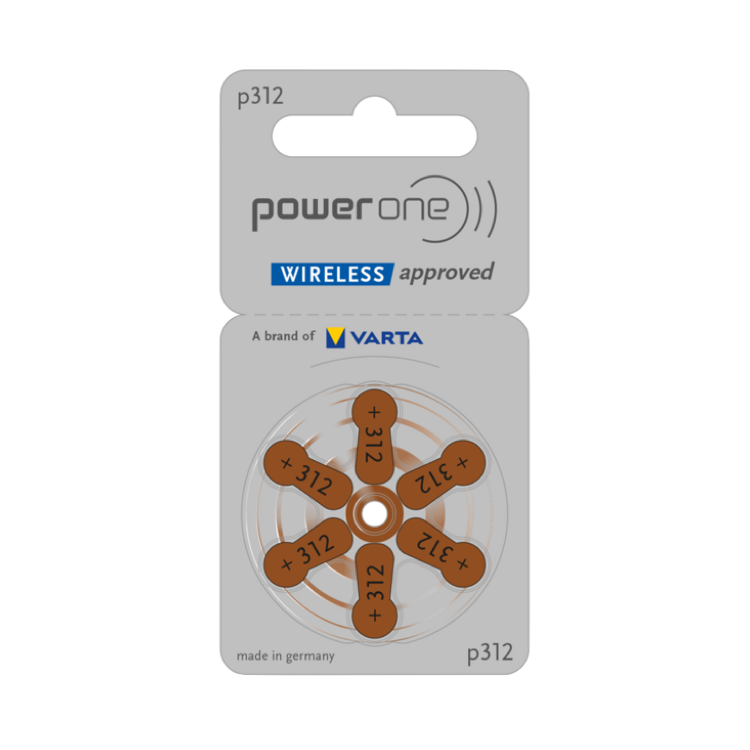 Power One Hörgerätebatterien - P312 braun PR41 - (6er Blister)