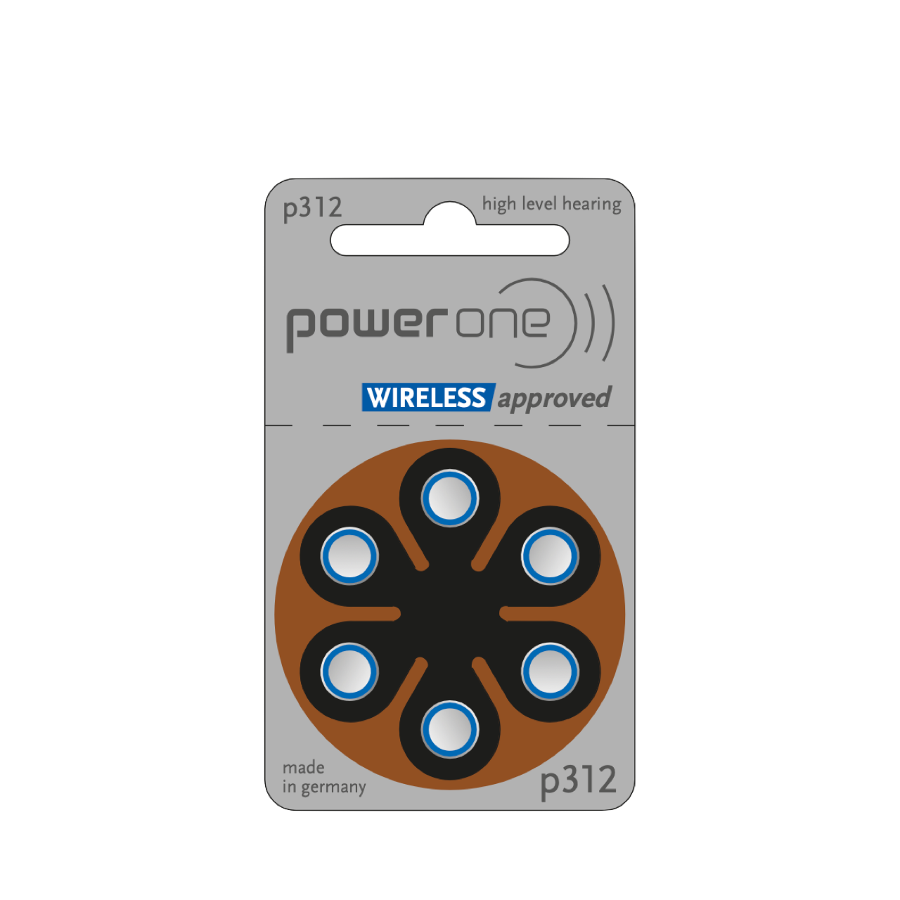 Power One P312 braun Hörgerätebatterien Varta (60er Pack - 10x 6er Blister)