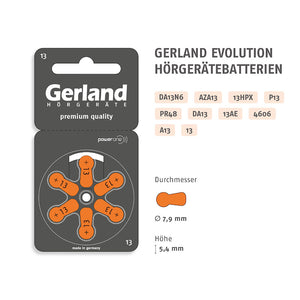 Gerland Hörgerätebatterie Evolution 13 (60 Stück) - P13 / PR48
