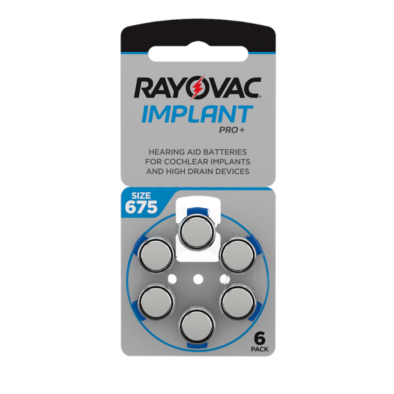 Rayovac IMPLANT Pro+ P675 blau PR44 - (6er Blister) für Cochlear Implantate