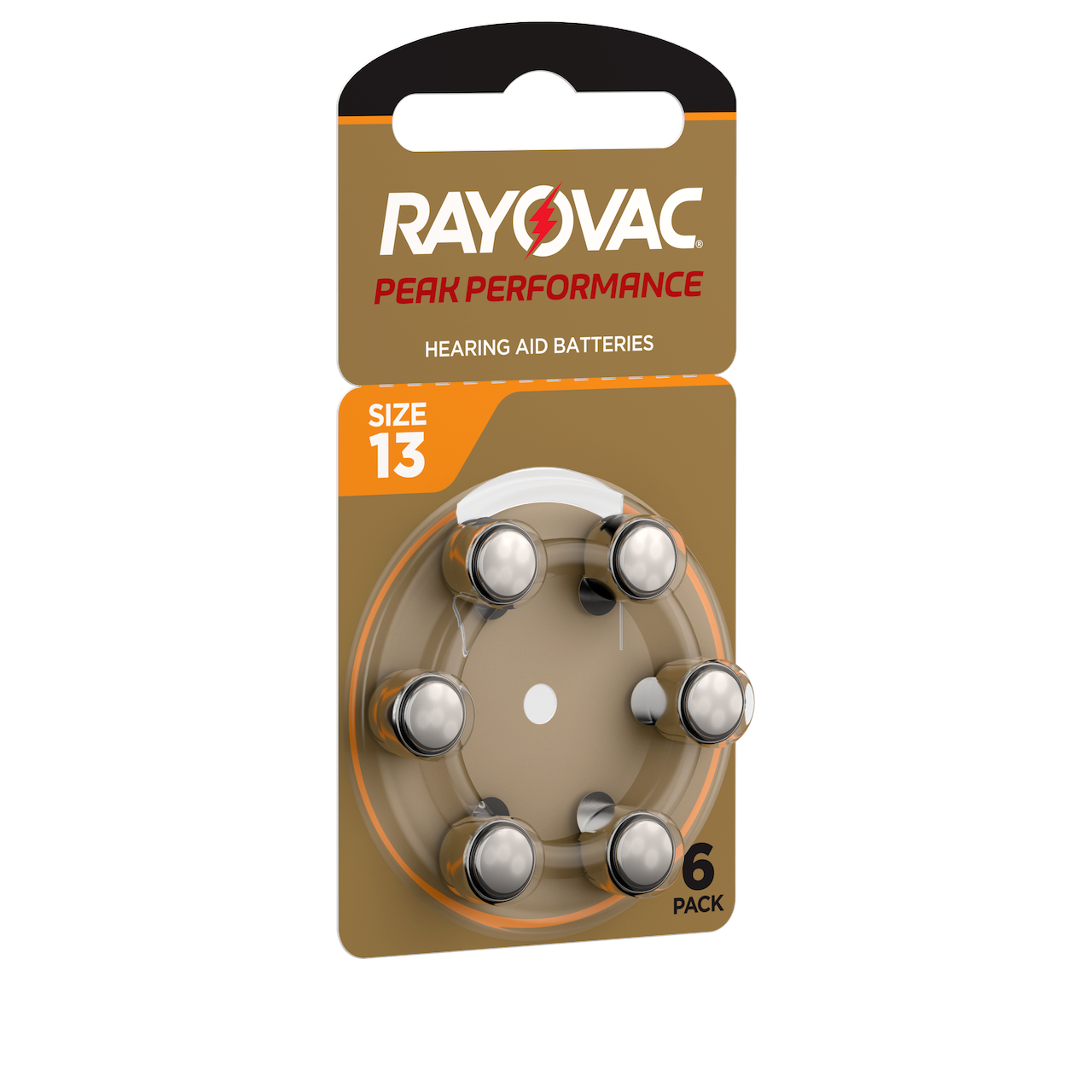 Rayovac 13 PEAK Performance -60x Hörgerätebatterien-orange PR48-(10x6er Blister)