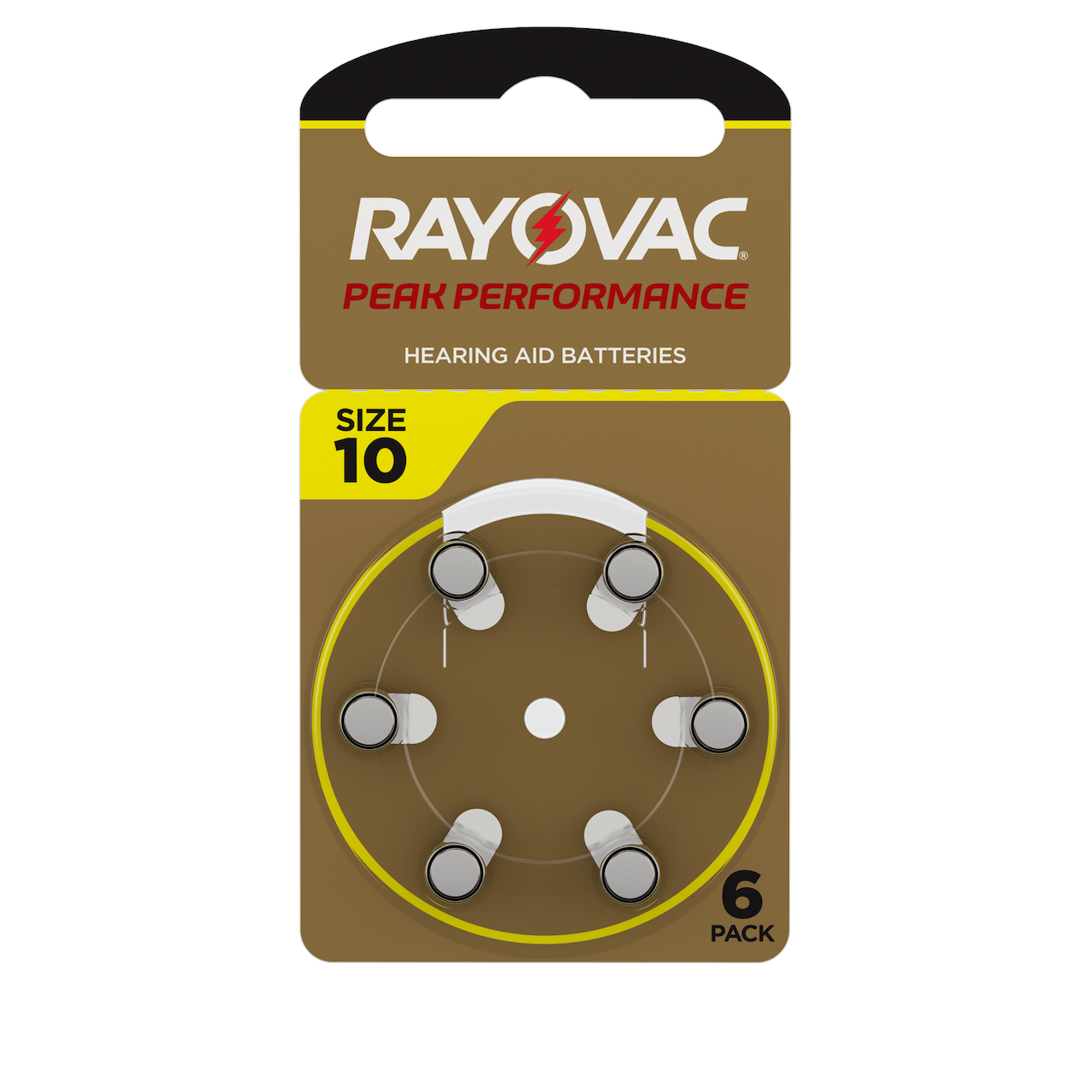 Rayovac PEAK Performance Hörgerätebatterien - 10 gelb PR70 - (6er Blister)