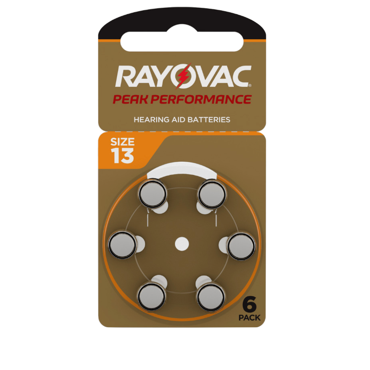 Rayovac PEAK Performance Hörgerätebatterien - 13 orange PR48 - (6er Blister)