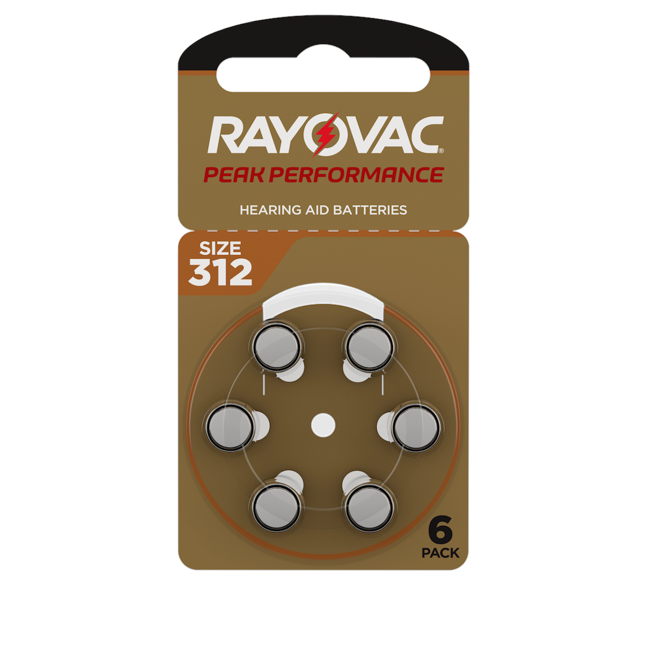 Rayovac 312 PEAK Performance -60x Hörgerätebatterien-braun PR41-(10x6er Blister)