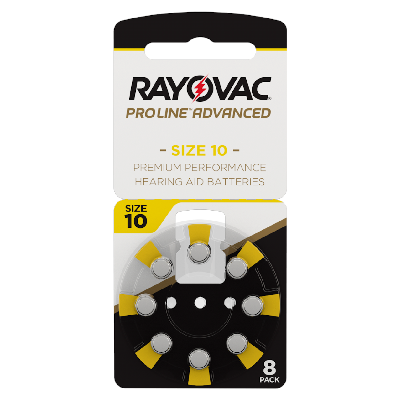 Rayovac ProLine Advanced Hörgerätebatterien - 10 gelb PR70 - (8er Blister)