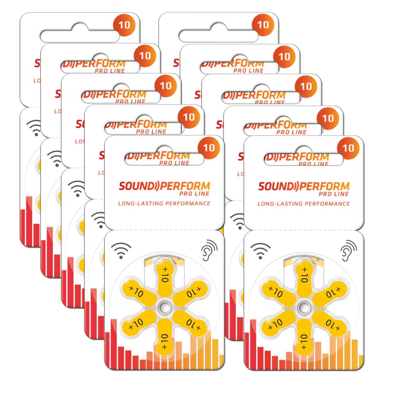 Sound Perform 10 Hörgerätebatterien -10 gelb PR70-(60er Pack-10x 6er Blister)