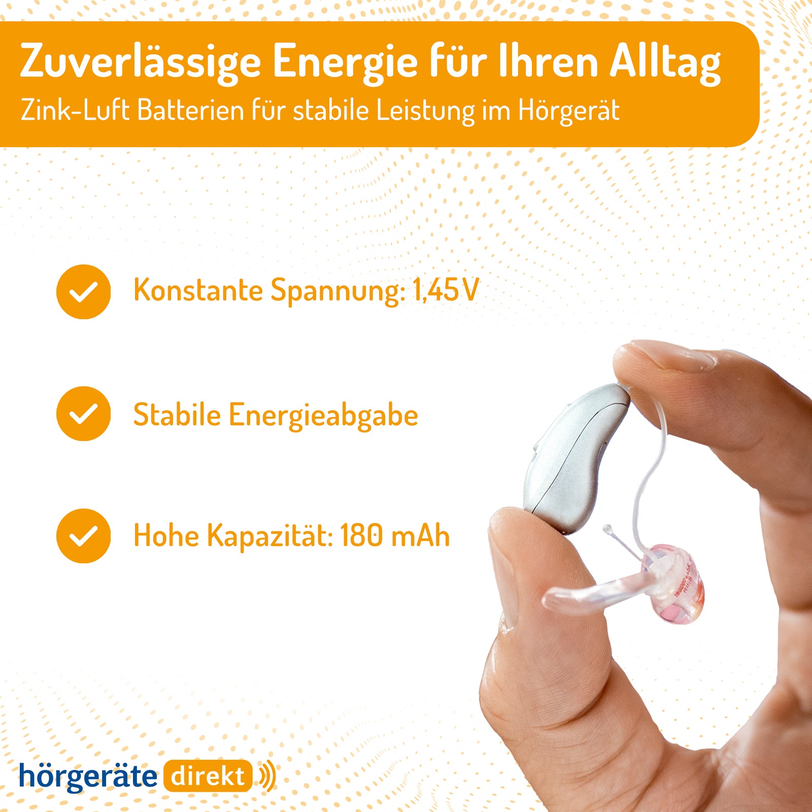 DIREKT Hörgeräte Batterien Größe 312 – 6 Stück - 1,45V - hergestellt von Varta
