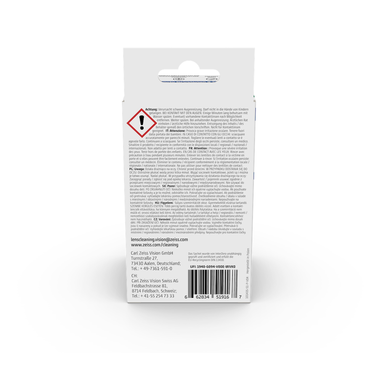 ZEISS Brillen Reinigungstücher (30 Stück) - einzeln verpackt - Recycelbar