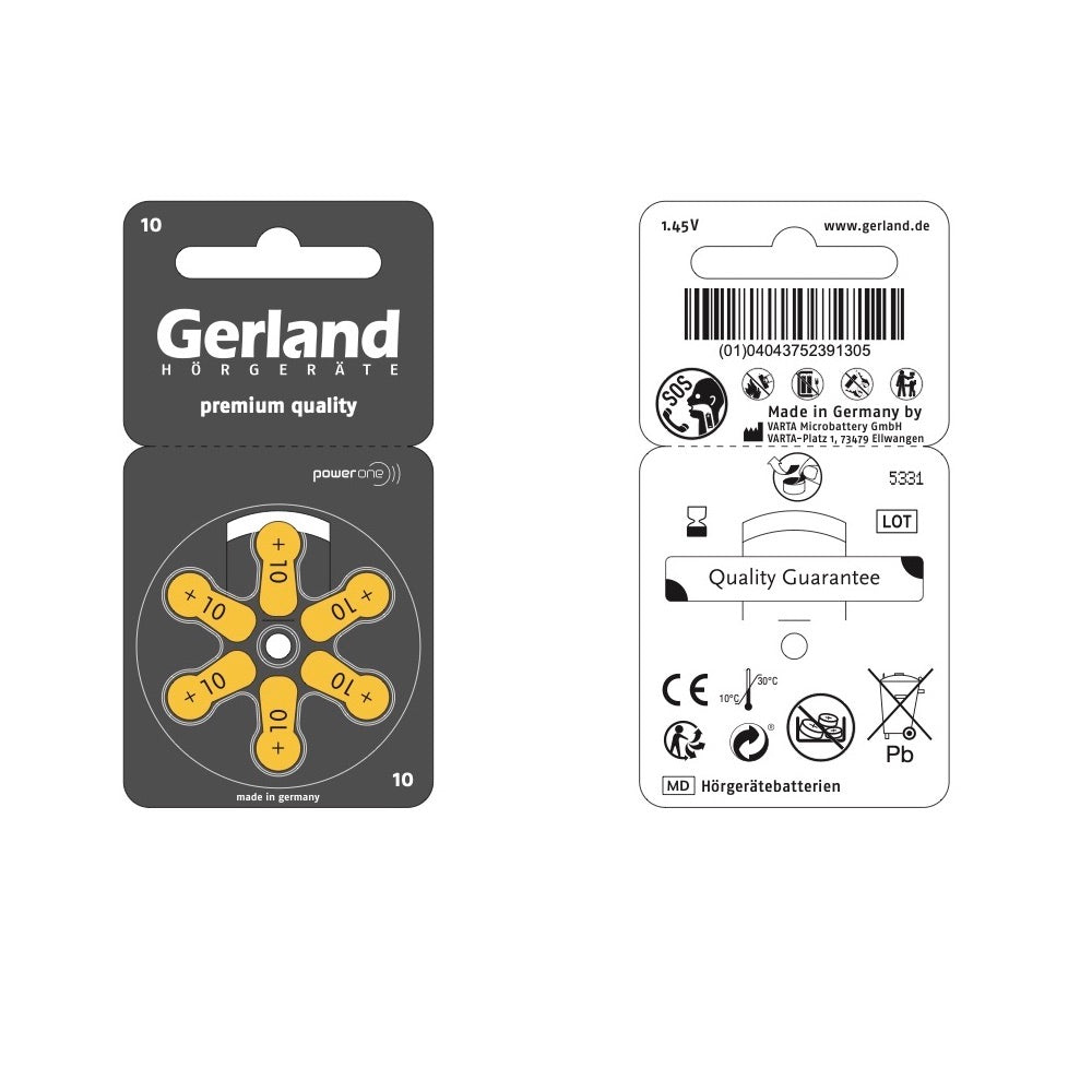 Gerland Hörgerätebatterie Evolution TFT - P10 / PR70 - (6er Blister)