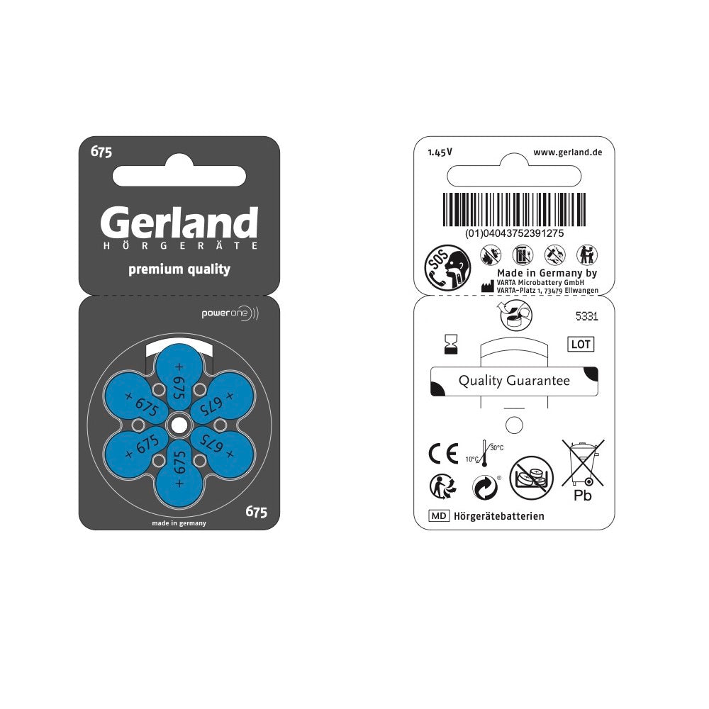 Gerland Hörgerätebatterie Evolution 675 (60 Stück) - P675 / PR44