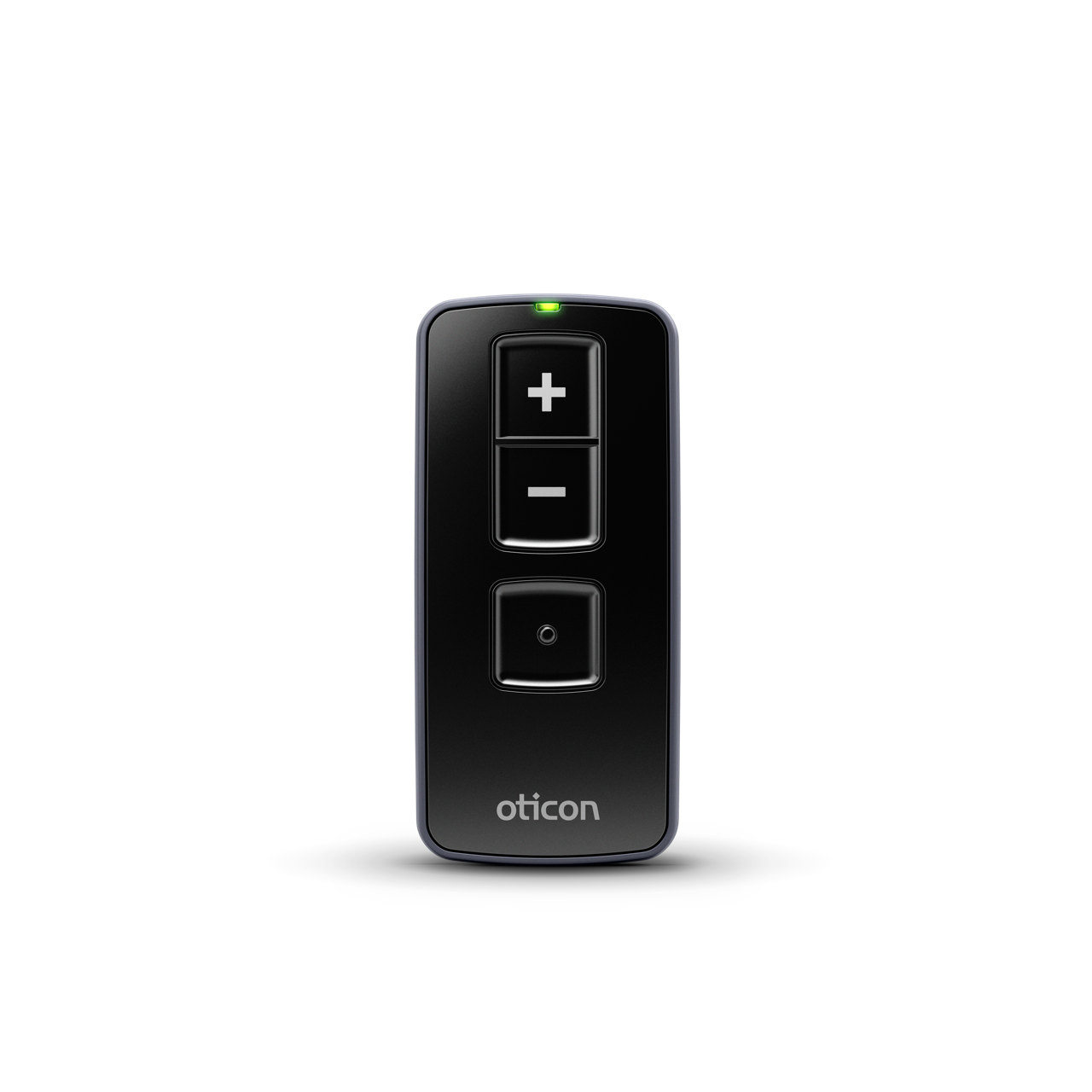 Die Oticon Remote Control 3.0-Fernbedienung ermöglicht es Ihnen, die Programme Ihrer Hörgeräte zu wechseln und die Lautstärke zu regulieren.