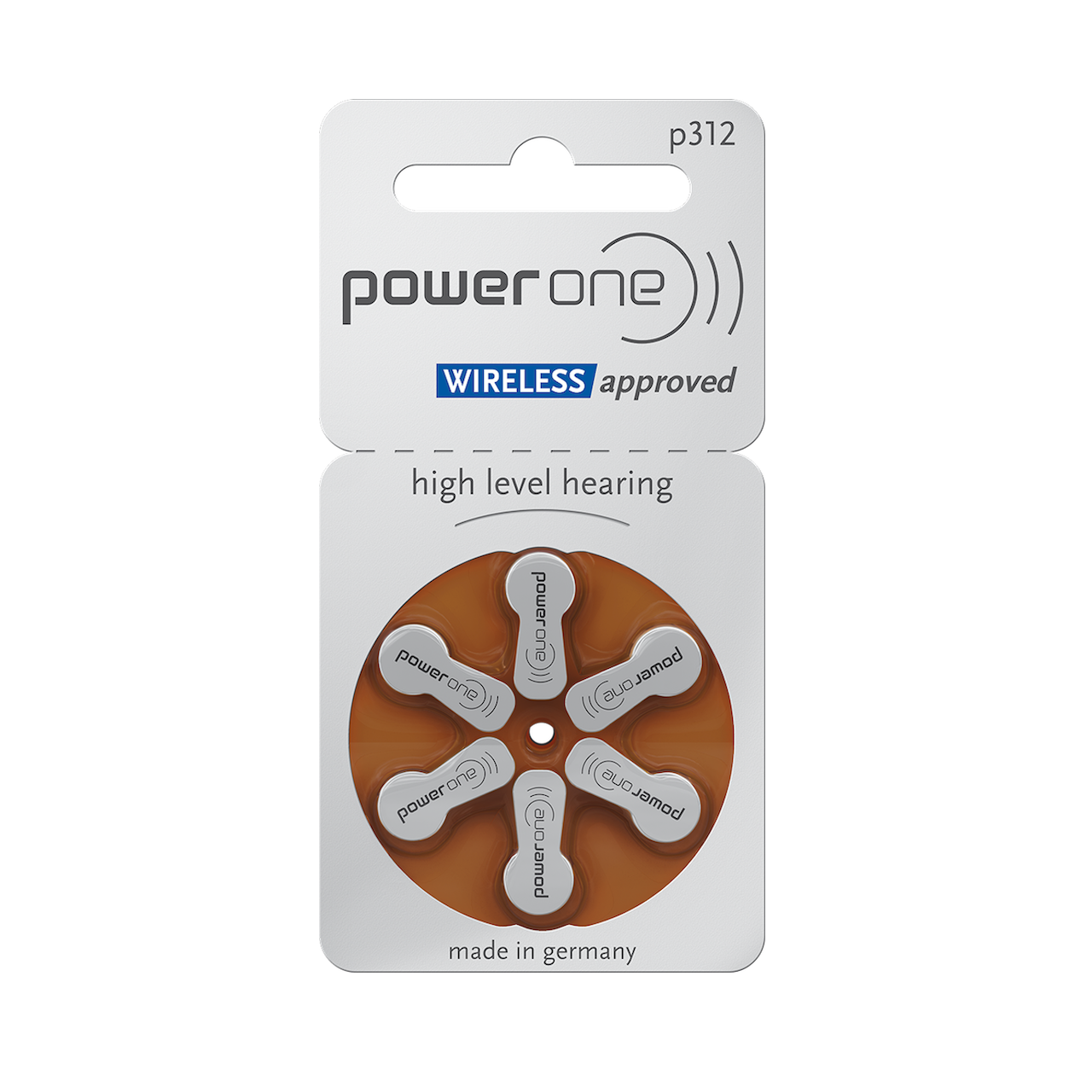 Power One Hörgerätebatterie P312 braun 6er Blister