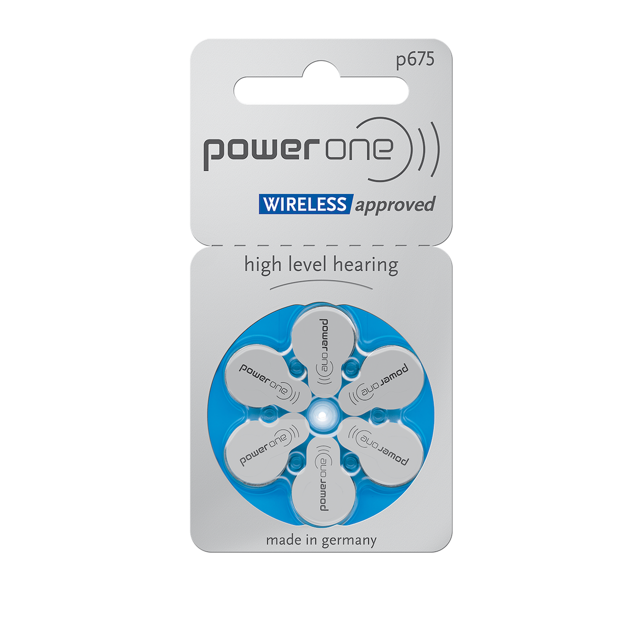 Power One Hörgerätebatterien - P675 blau PR44 - (6er Blister)