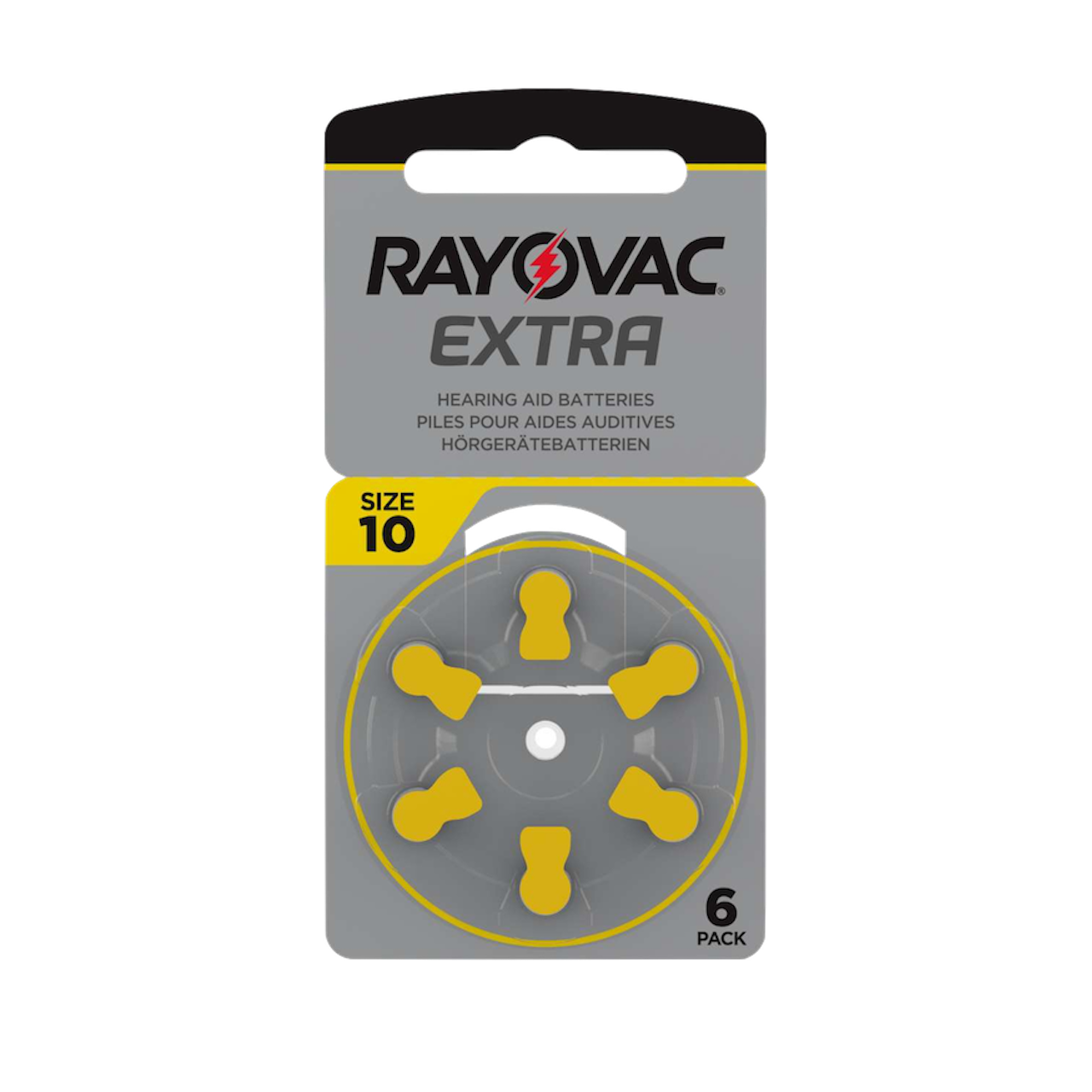 Rayovac Extra Advanced Hörgerätebatterie Blister Größe 10 gelb 6 Zellen