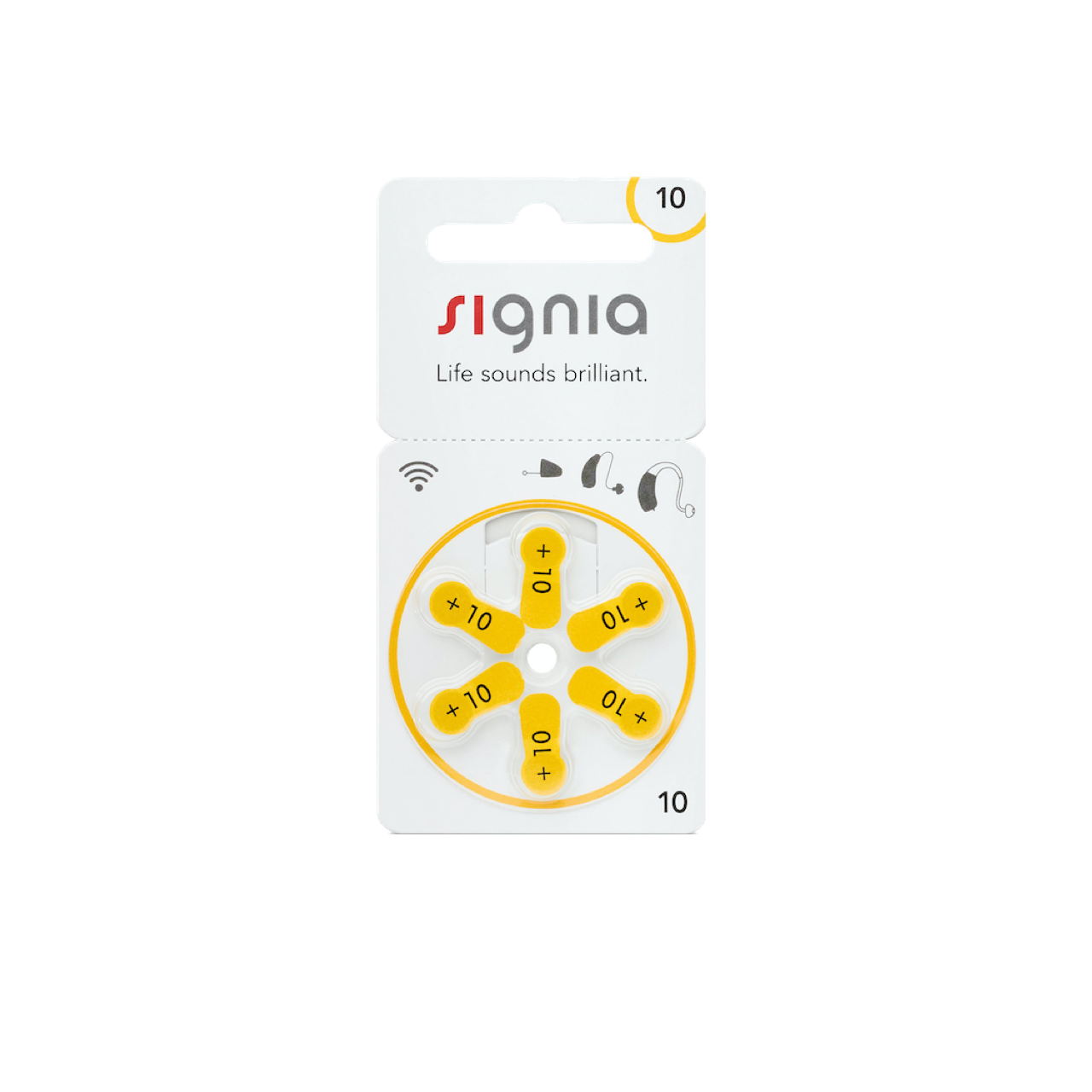 Signia Hörgerätebatterien - 10 gelb PR70 - (6er Blister)