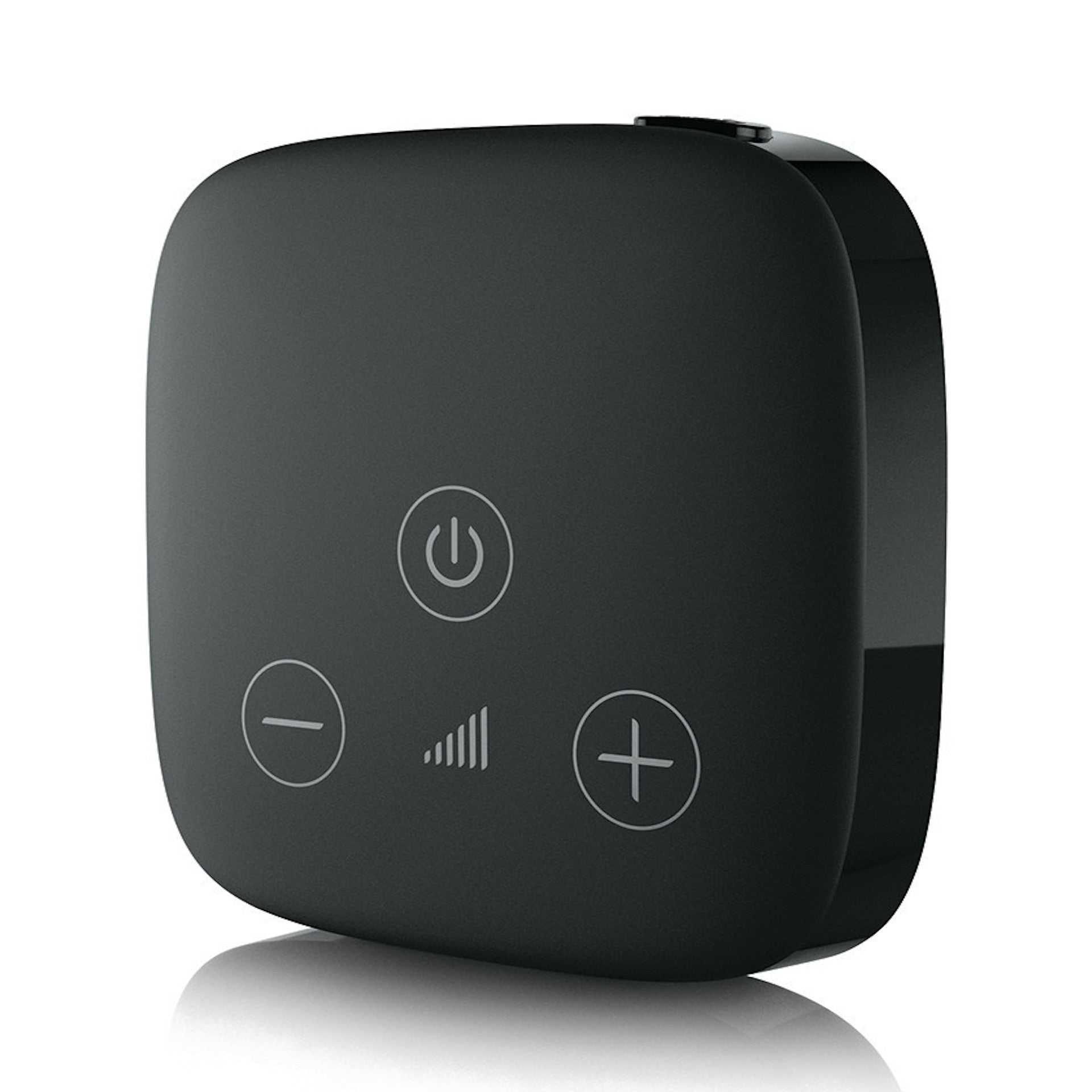 Der Unitron Moxi All verbindet Ihre Hörgeräte drahtlos über Bluetooth mit Ihrem Fernseher oder Ihrer Steroanlage.