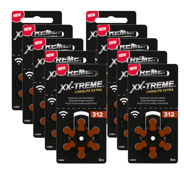 XX-Treme Longlife Hörgerätebatterien Typ 13 – 60 Stück (10x6er Blister), 1,45V, Orange, Quecksilberfrei