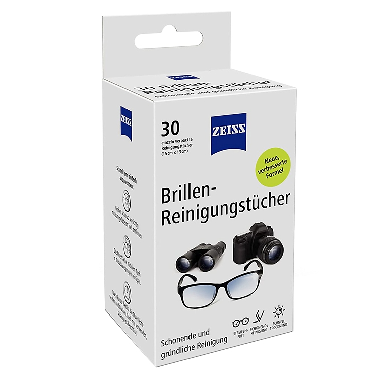 ZEISS Brillen Reinigungstücher (30 Stück) - einzeln verpackt - NEUE REZEPTUR