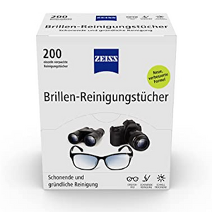 ZEISS Brillen Reinigungstücher (200 Stück) - einzeln verpackt - Großpackung